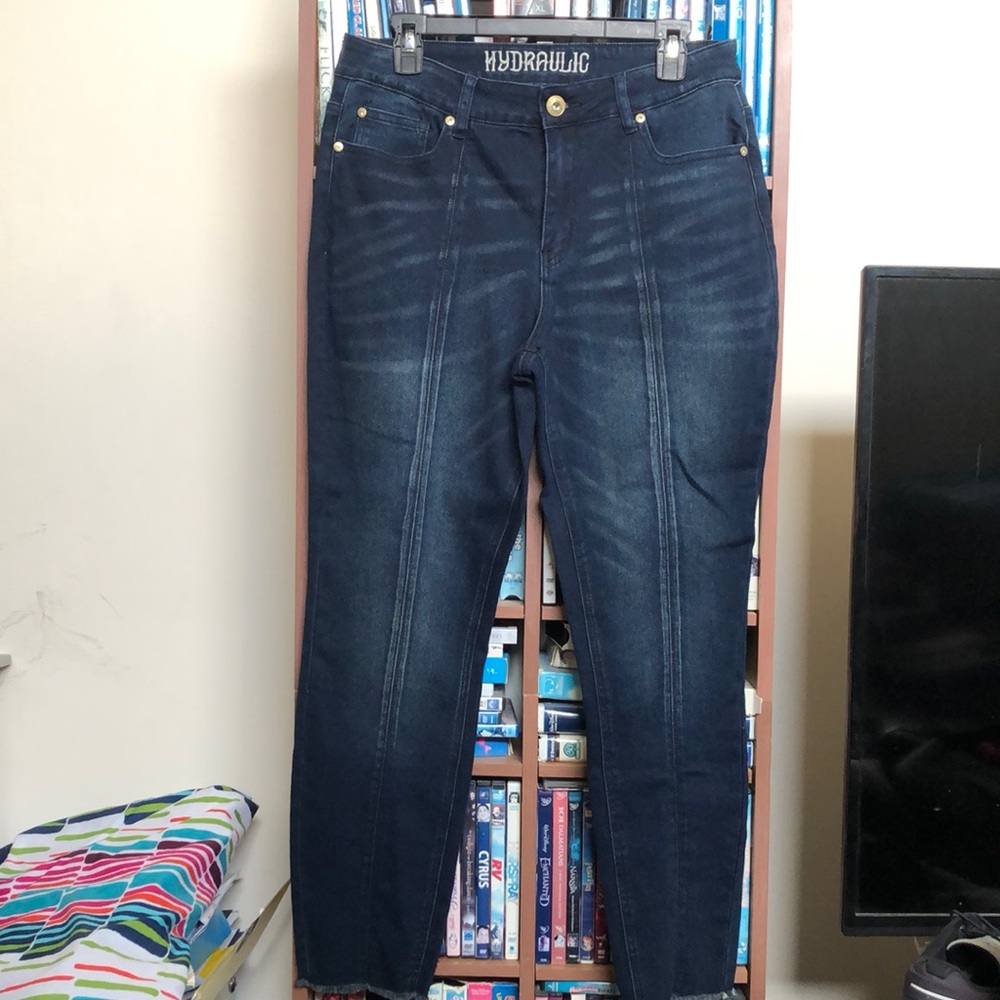 Hydraulic “Farrah” High Rise Skinny Ankle Crop Red Plaid Ribbon  Jeans S…